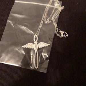 Diamond Necklace Angel Wings Cross